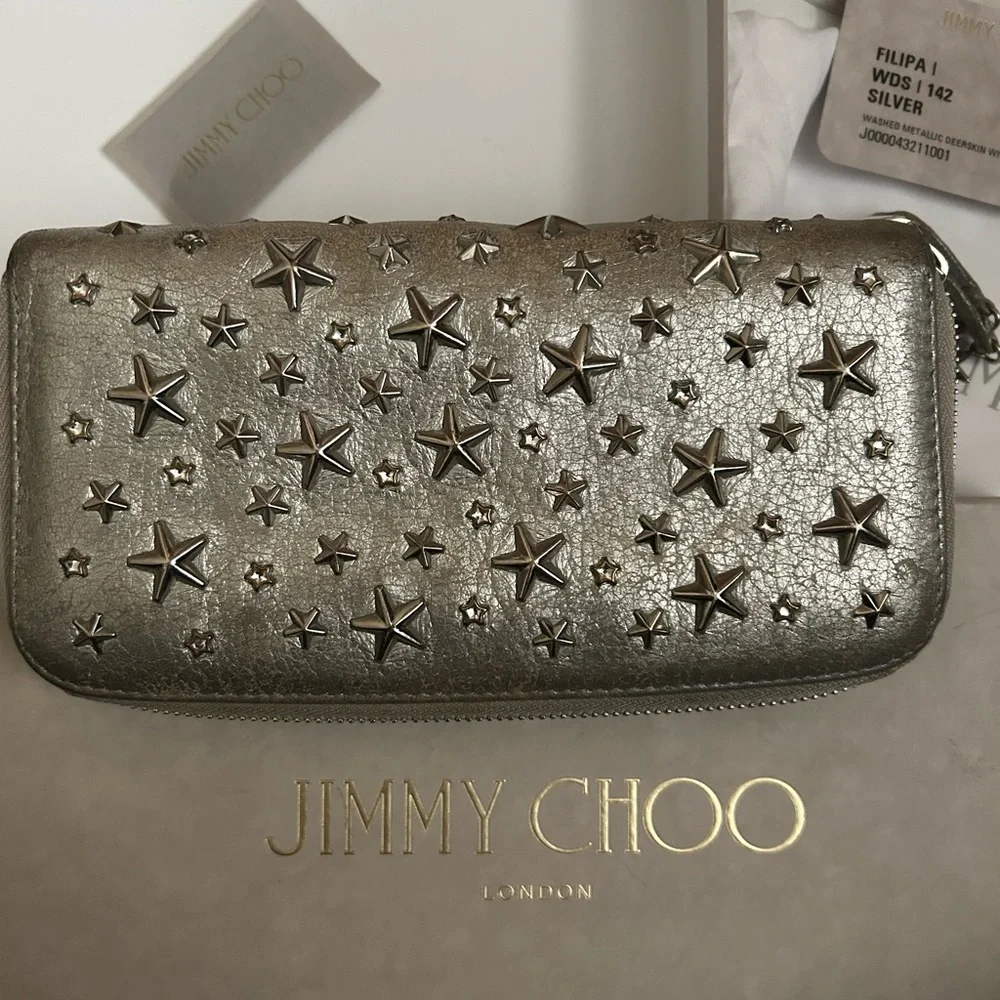 Jimmy Choo Authentic Washed Metallic Deerskin With COA/ Dust Bag/ Box